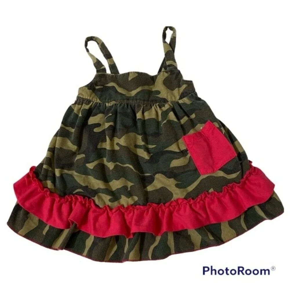 Toddler's Camo Stretch Tiered Dress Tunic Diaper Cover Short Set Size L 18 mo